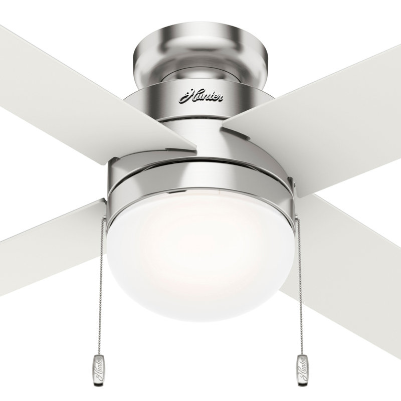 Hunter Fan 44" Timpani 4 Blade LED Flush Mount Ceiling Fan with Pull Chain and Light Kit
